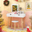 Kid Vanity Table Chair Set with Mirror and Storage - White