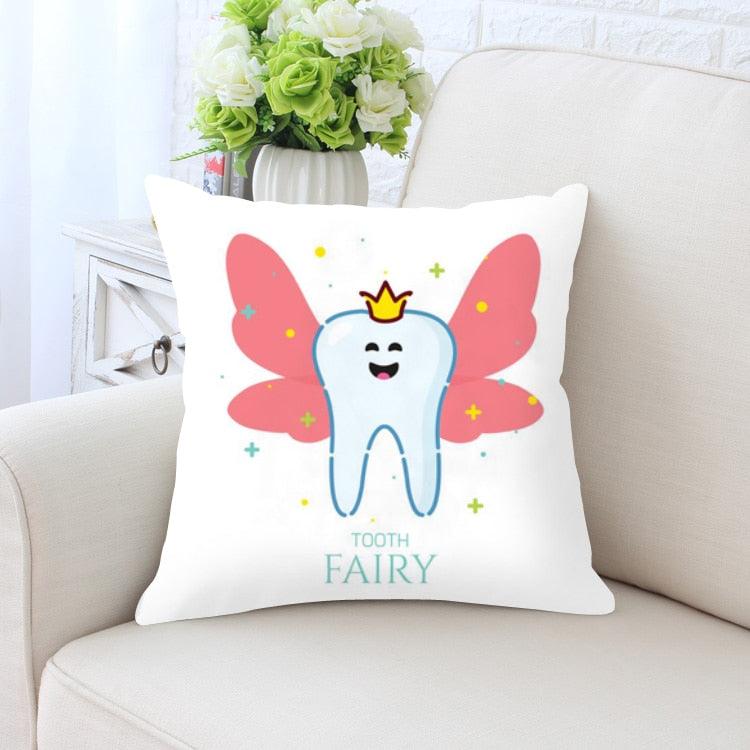 Kids' Cartoon Tooth Fairy Pillow Cover - Velvet Decorative Cushion