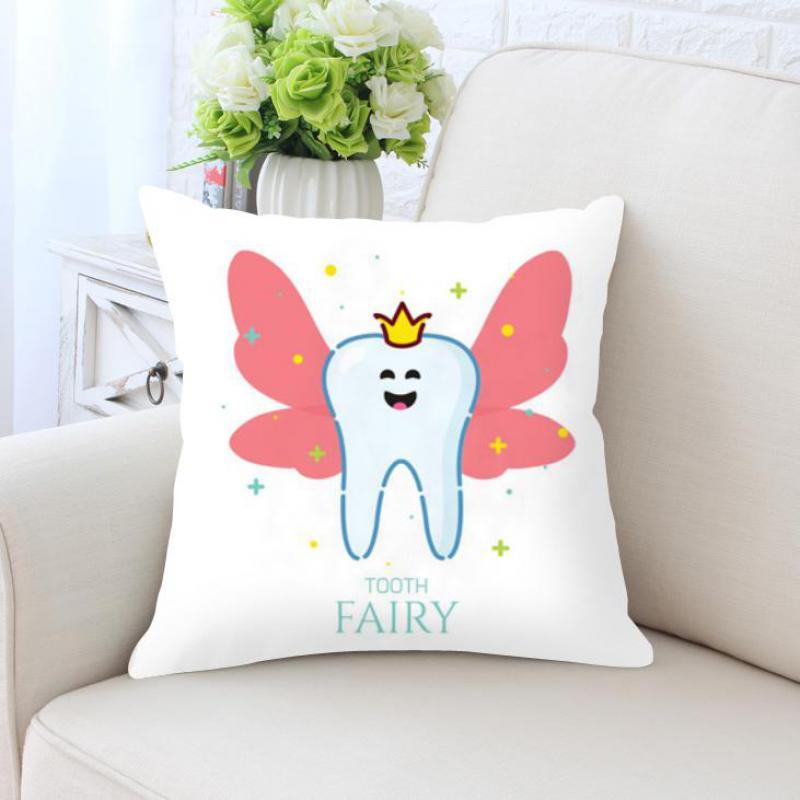 Kids' Cartoon Tooth Fairy Pillow Cover - Velvet Decorative Cushion