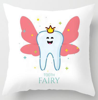 Kids' Cartoon Tooth Fairy Pillow Cover - Velvet Decorative Cushion