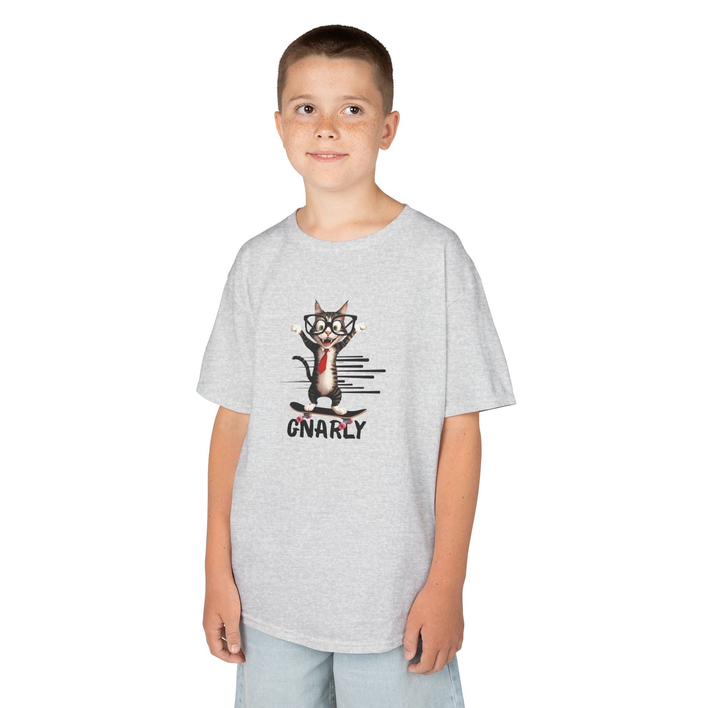 Playful Kids Cat Graphic Tee - Soft Cotton T-Shirt for Young Trendsetters - Korvel