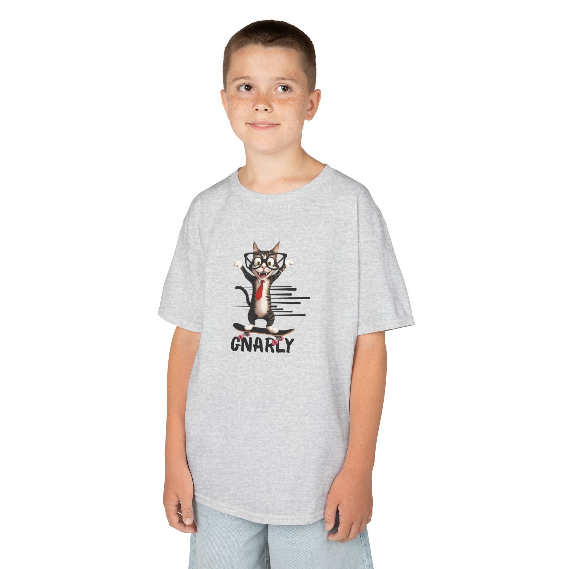 Playful Kids Cat Graphic Tee - Soft Cotton T-Shirt for Young Trendsetters - Korvel