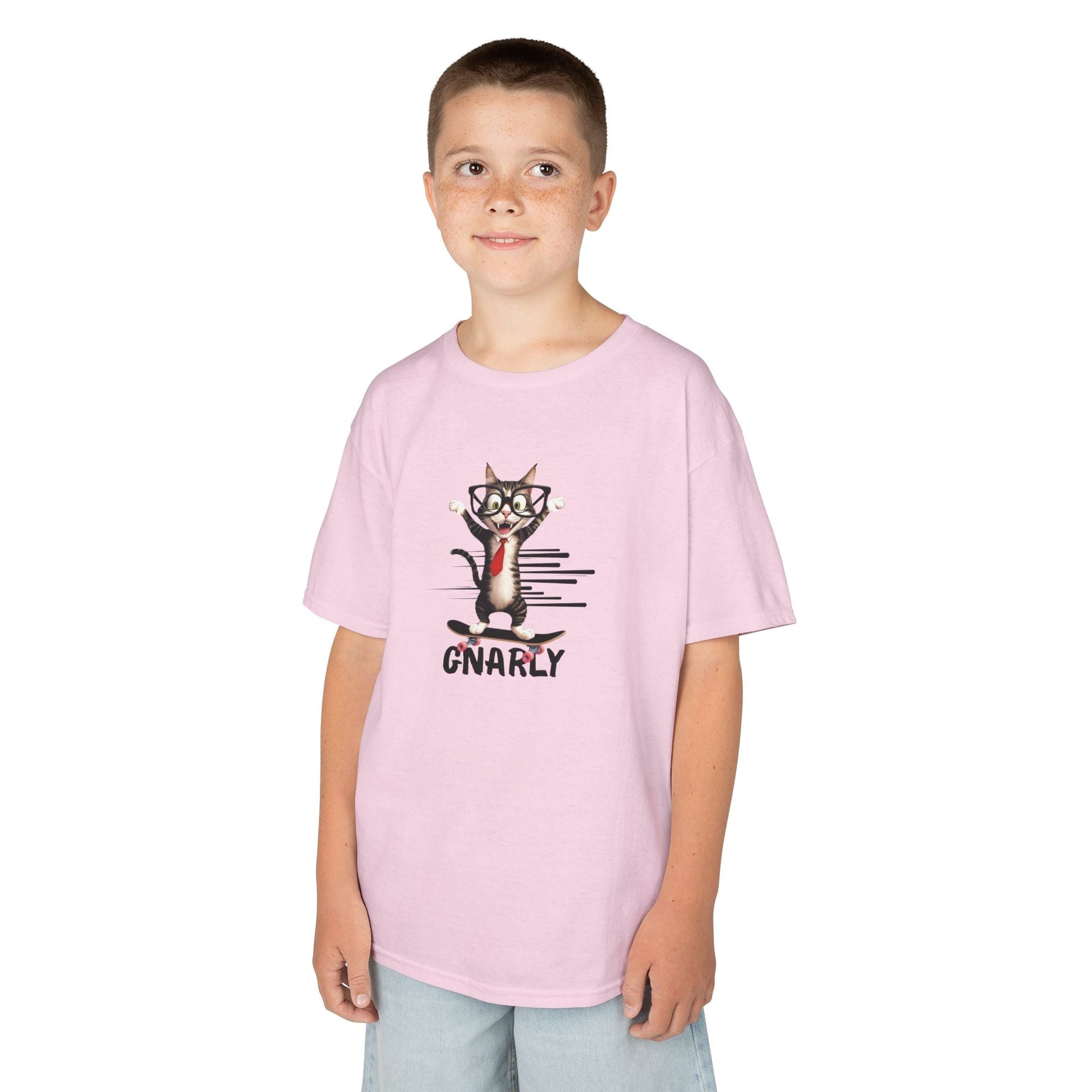 Playful Kids Cat Graphic Tee - Soft Cotton T-Shirt for Young Trendsetters - Korvel