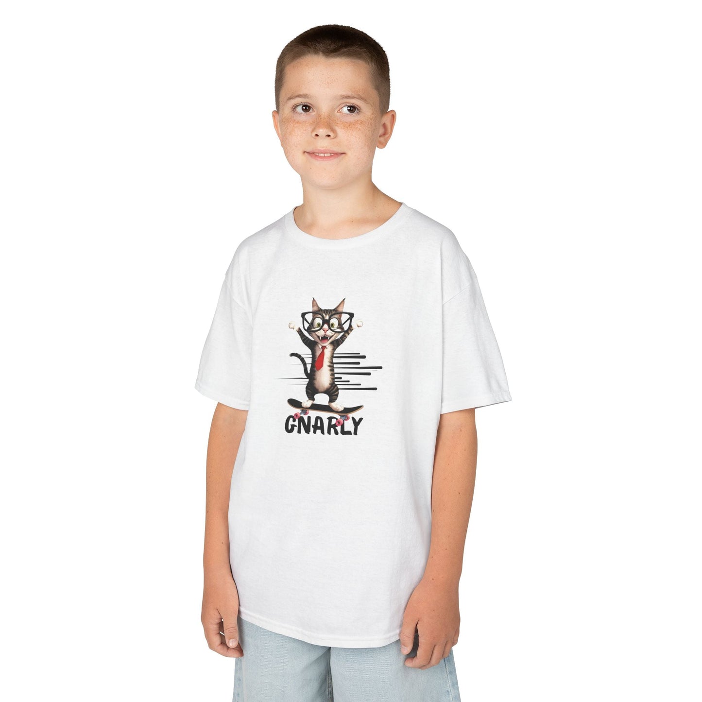 Playful Kids Cat Graphic Tee - Soft Cotton T-Shirt for Young Trendsetters - Korvel