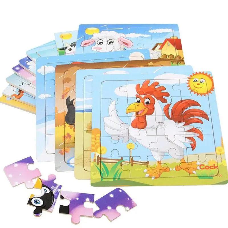 Educational Wooden Animal and Vehicle Puzzles for Kids