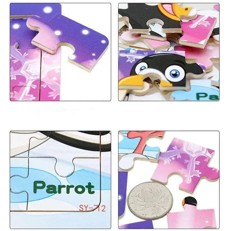 Educational Wooden Animal and Vehicle Puzzles for Kids
