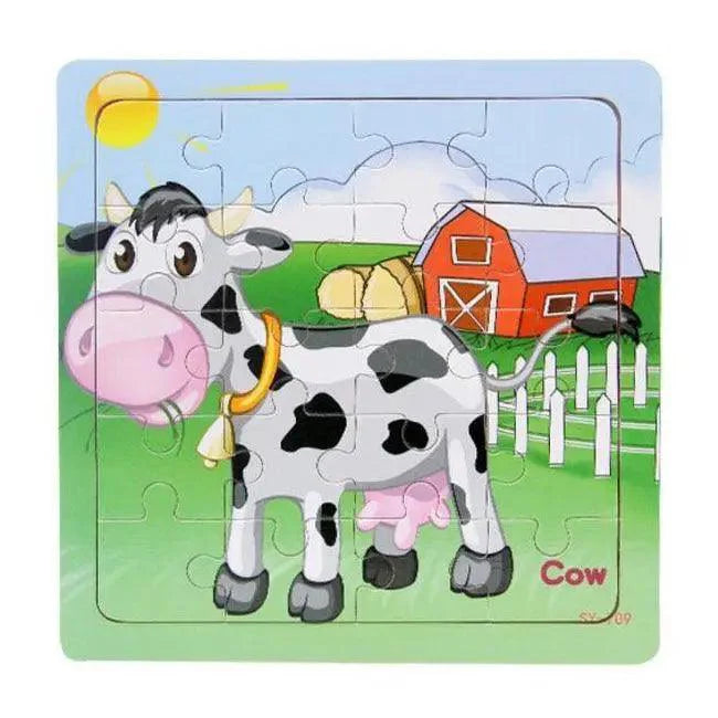 Educational Wooden Animal and Vehicle Puzzles for Kids