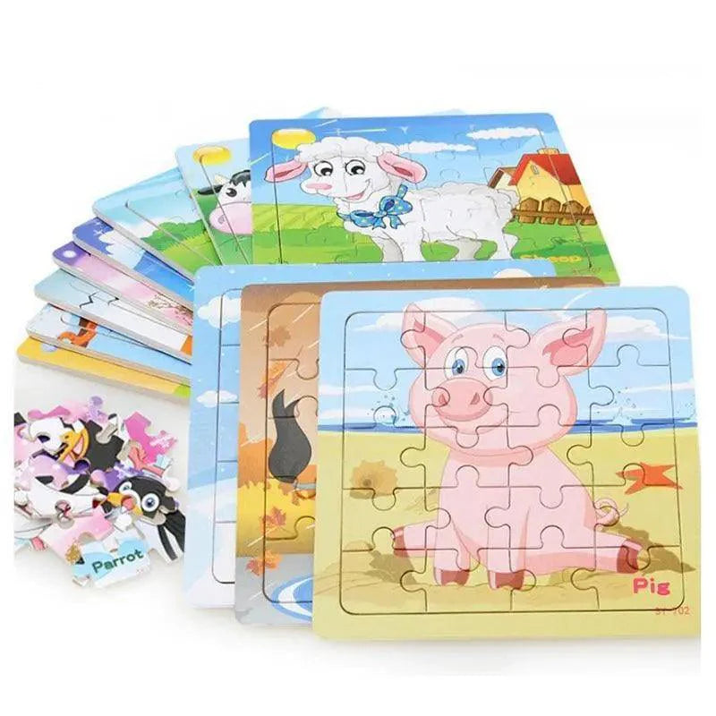 Educational Wooden Animal and Vehicle Puzzles for Kids