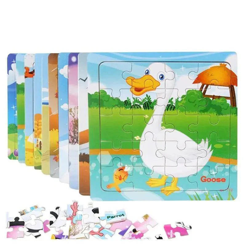 Educational Wooden Animal and Vehicle Puzzles for Kids