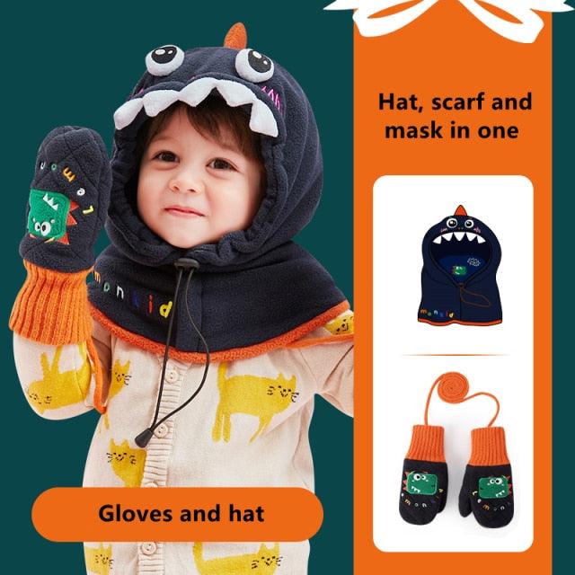 Cagoule en Fleece d'Hiver pour Enfants - Masque Complet Coupe-Vent