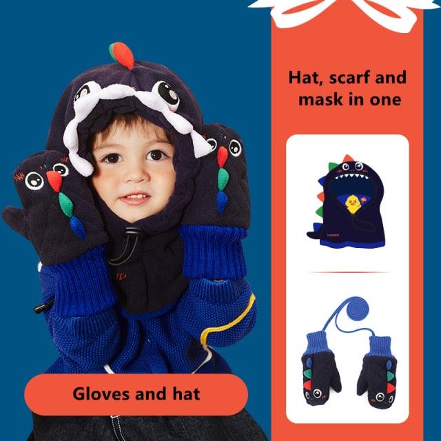 Cagoule en Fleece d'Hiver pour Enfants - Masque Complet Coupe-Vent