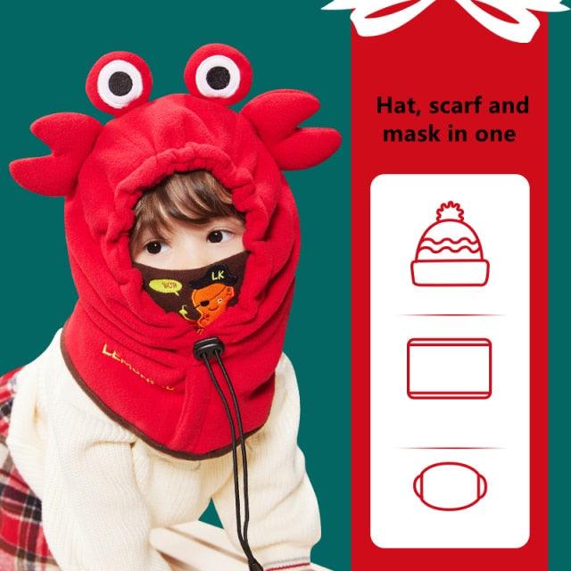 Cagoule en Fleece d'Hiver pour Enfants - Masque Complet Coupe-Vent