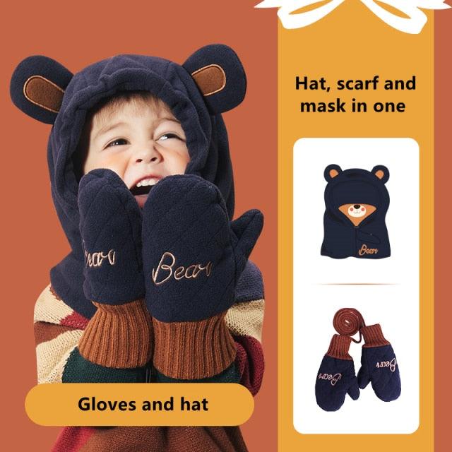 Cagoule en Fleece d'Hiver pour Enfants - Masque Complet Coupe-Vent