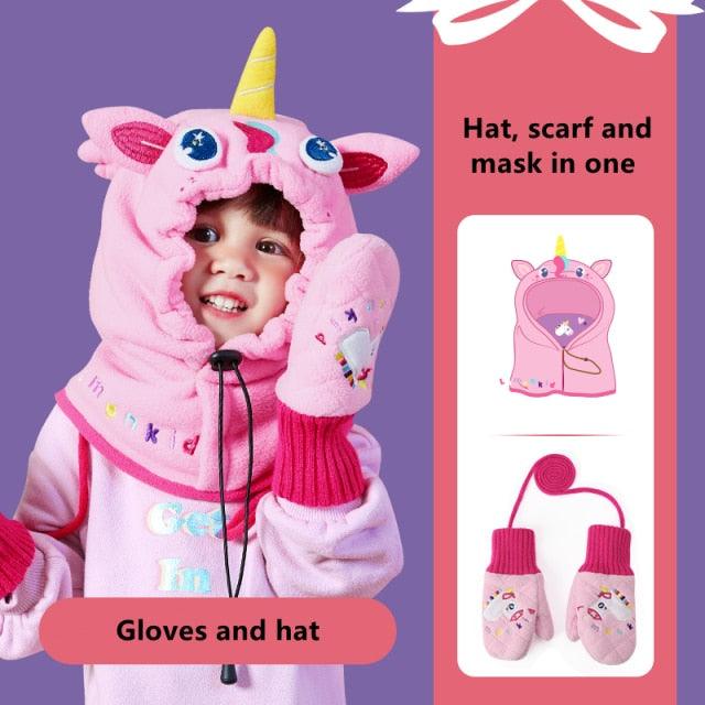 Cagoule en Fleece d'Hiver pour Enfants - Masque Complet Coupe-Vent