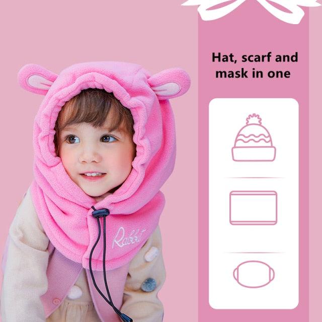 Cagoule en Fleece d'Hiver pour Enfants - Masque Complet Coupe-Vent