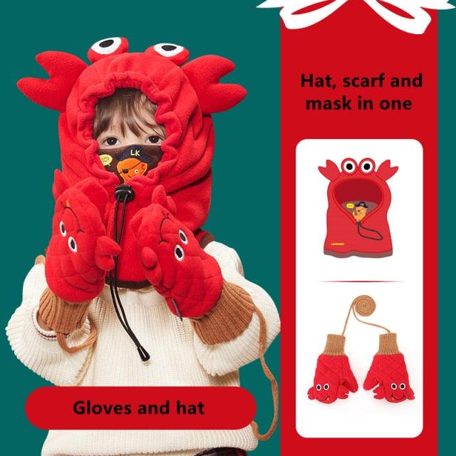 Cagoule en Fleece d'Hiver pour Enfants - Masque Complet Coupe-Vent