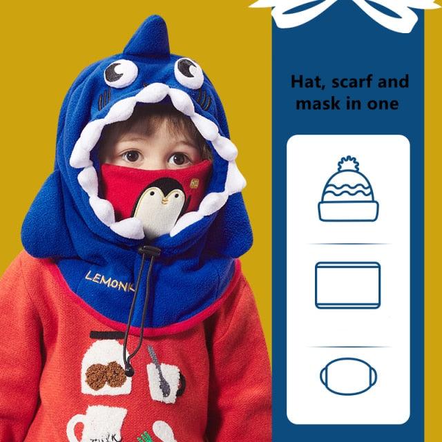 Cagoule en Fleece d'Hiver pour Enfants - Masque Complet Coupe-Vent