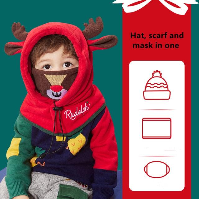 Cagoule en Fleece d'Hiver pour Enfants - Masque Complet Coupe-Vent