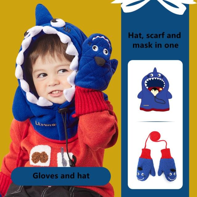 Cagoule en Fleece d'Hiver pour Enfants - Masque Complet Coupe-Vent