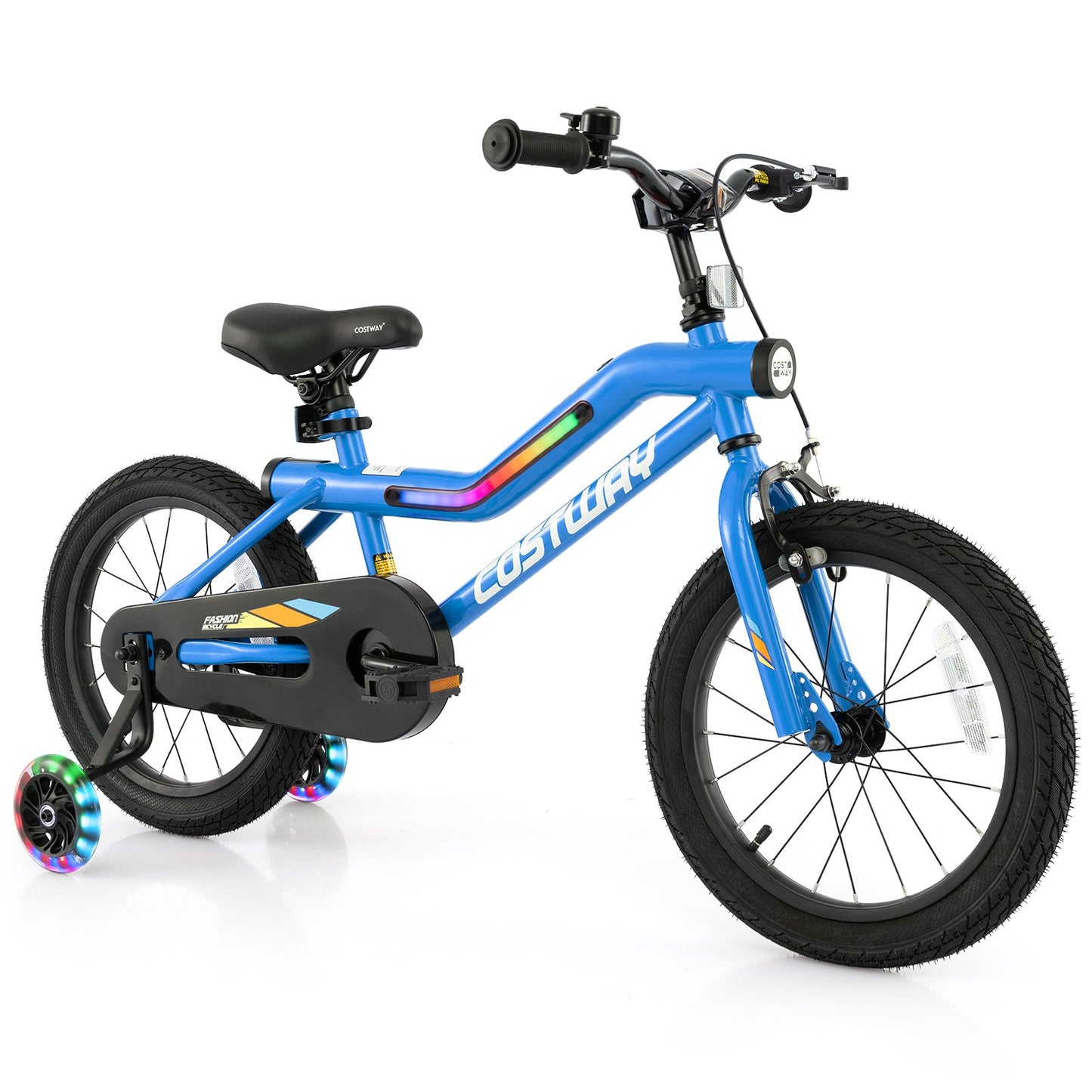 Bicicleta Infantil de 16 Pulgadas con Luces LED y Ruedas de Entrenamiento Ajustables