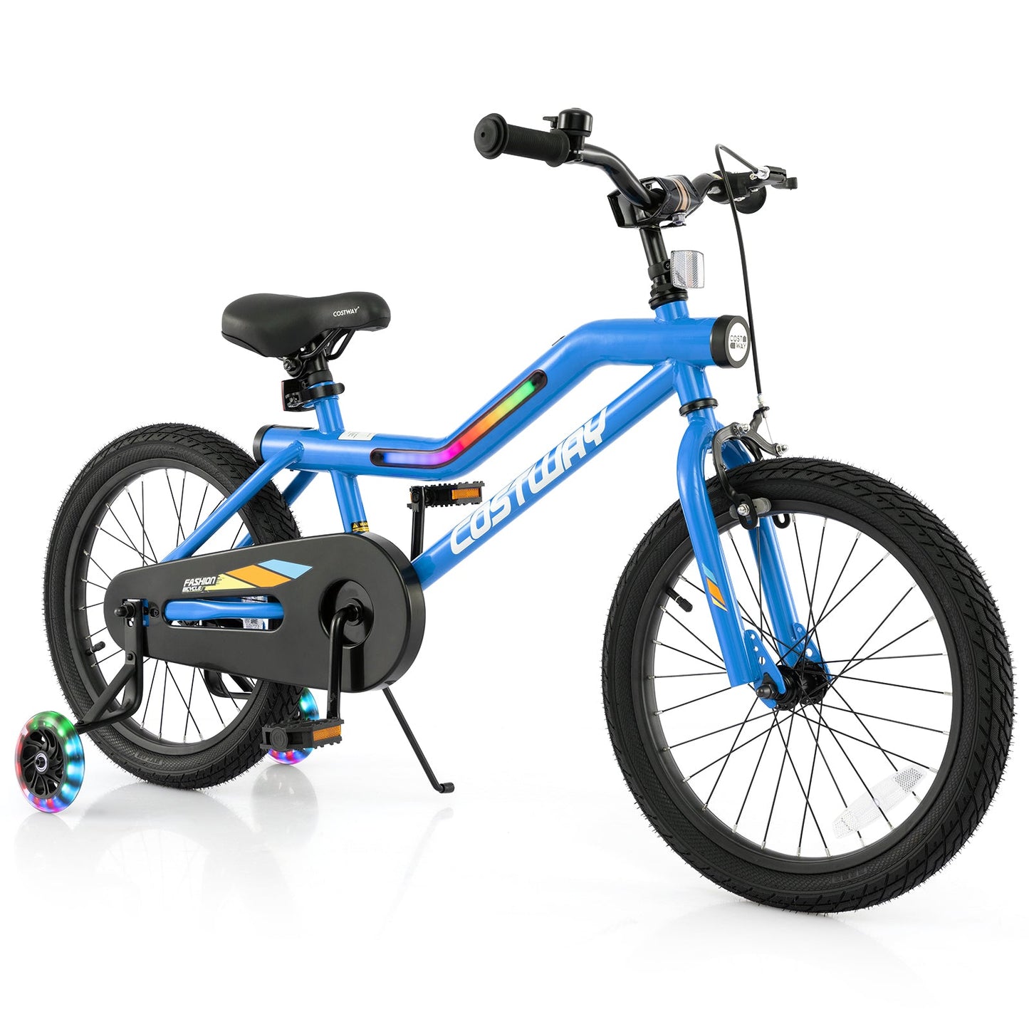 Vélo pour enfants de 18 pouces avec lumières LED et roues d'entraînement réglables