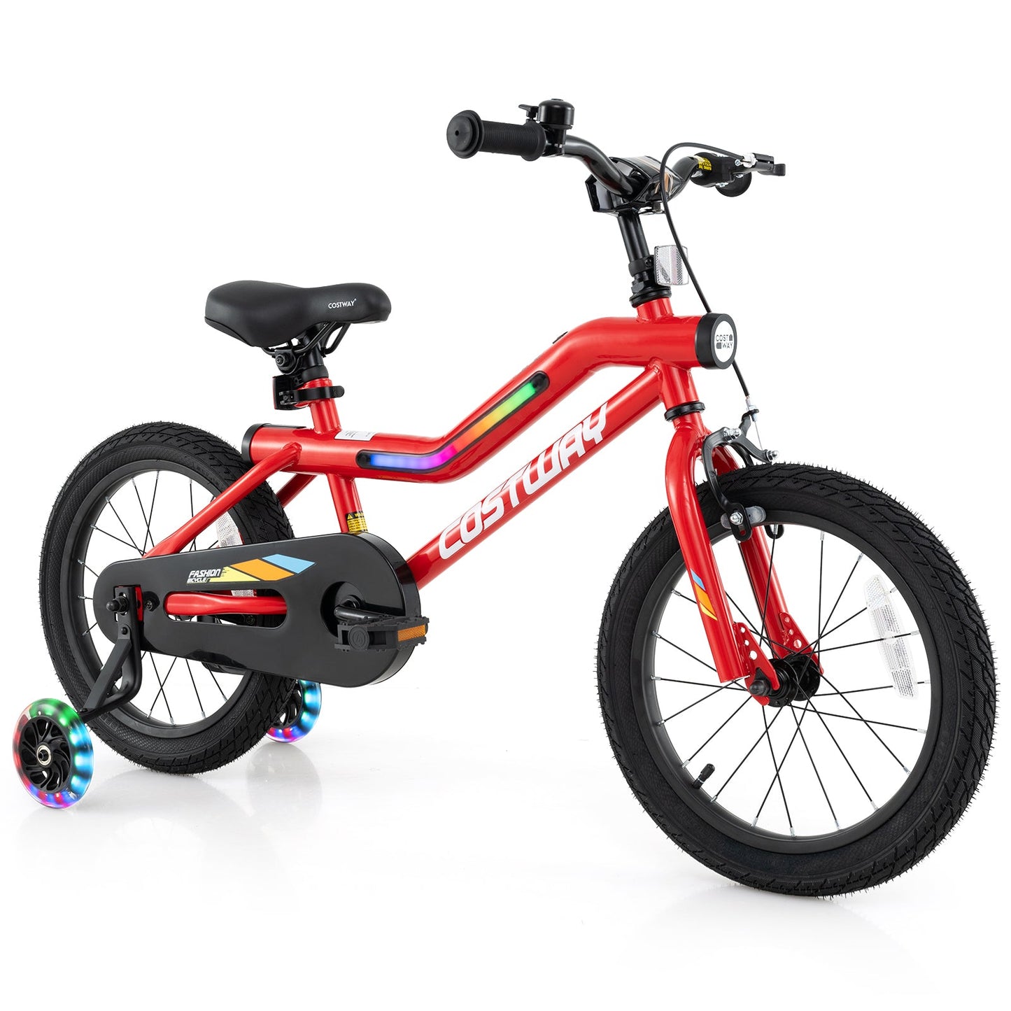 16 Inch Kids Bike with LED Lights - Adjustable Carbon Steel Bicycle