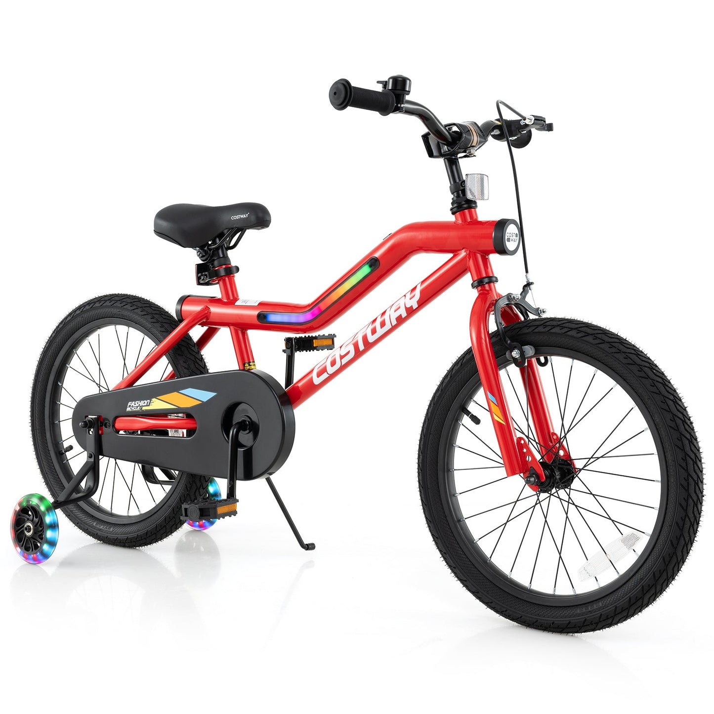 Bicicleta para Niños de 18 Pulgadas con Luces LED - Bicicleta de Acero Carbono Ajustable