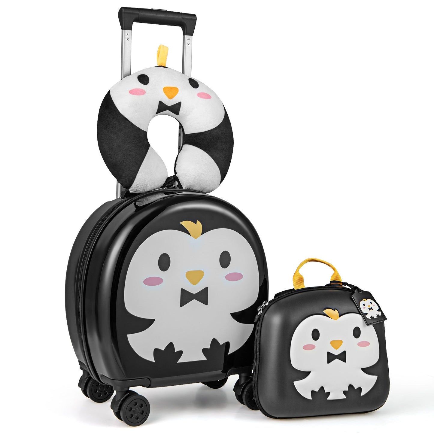 Ensemble de bagages pour enfants : valise à roulettes de 14 pouces et sac à dos de 10 pouces - Noir