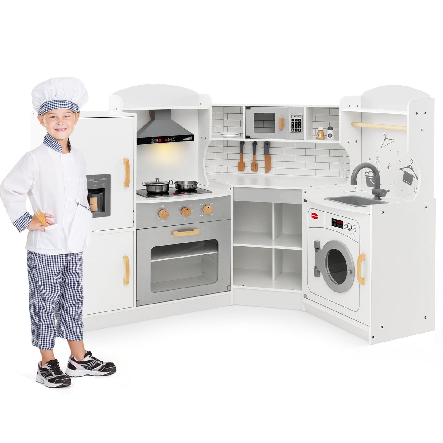 Cocina Infantil Esquinera con Lavadora y Máquina de Hielo