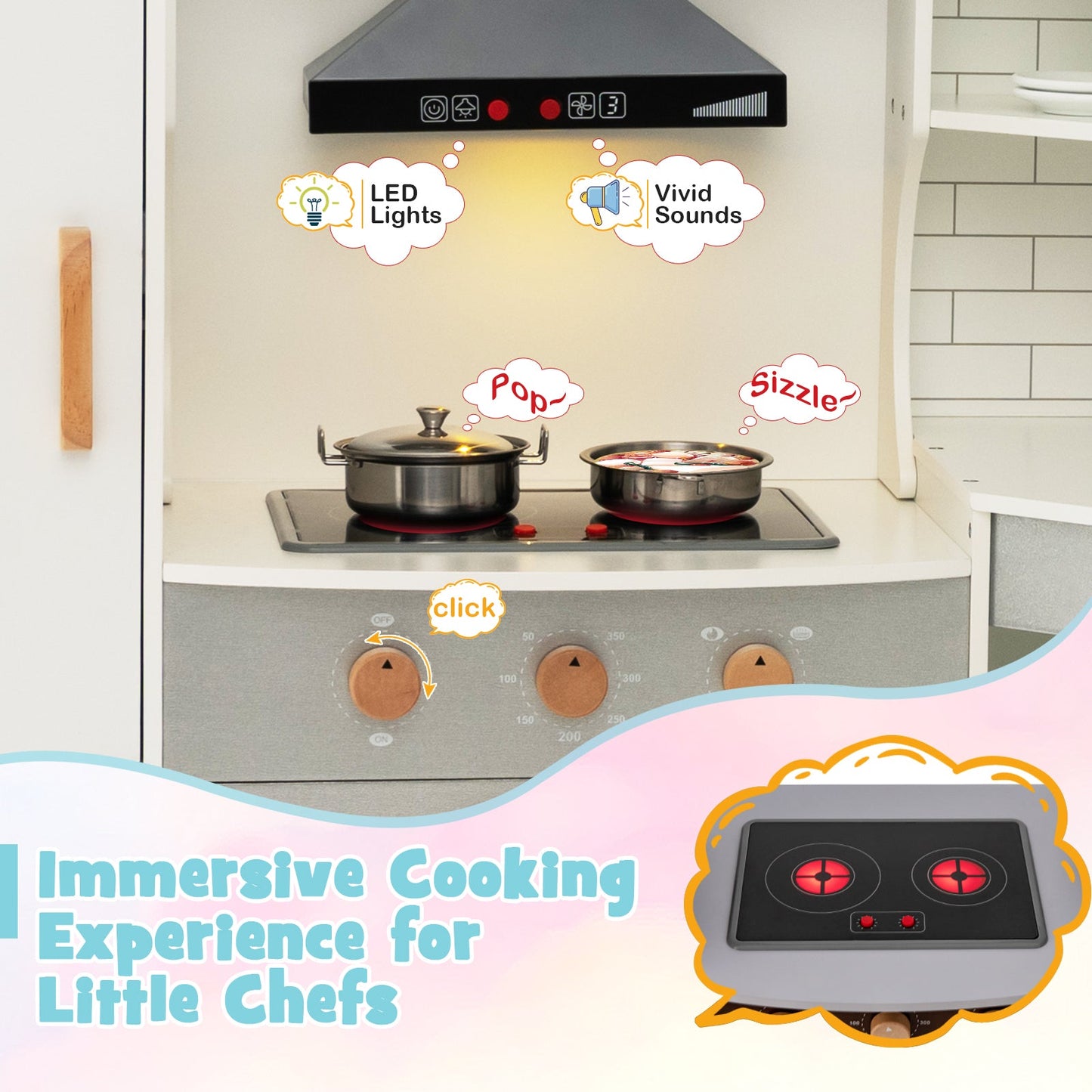 Cocina Infantil Esquinera con Lavadora y Máquina de Hielo