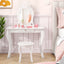 Conjunto de Mesa de Maquillaje para Niñas Princesa con Espejo - Blanco Roto