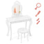 Conjunto de Mesa de Maquillaje para Niñas Princesa con Espejo - Blanco Roto