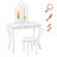 Conjunto de Mesa de Maquillaje para Niñas Princesa con Espejo - Blanco Roto