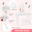 Conjunto de Mesa de Maquillaje para Niñas Princesa con Espejo - Blanco Roto