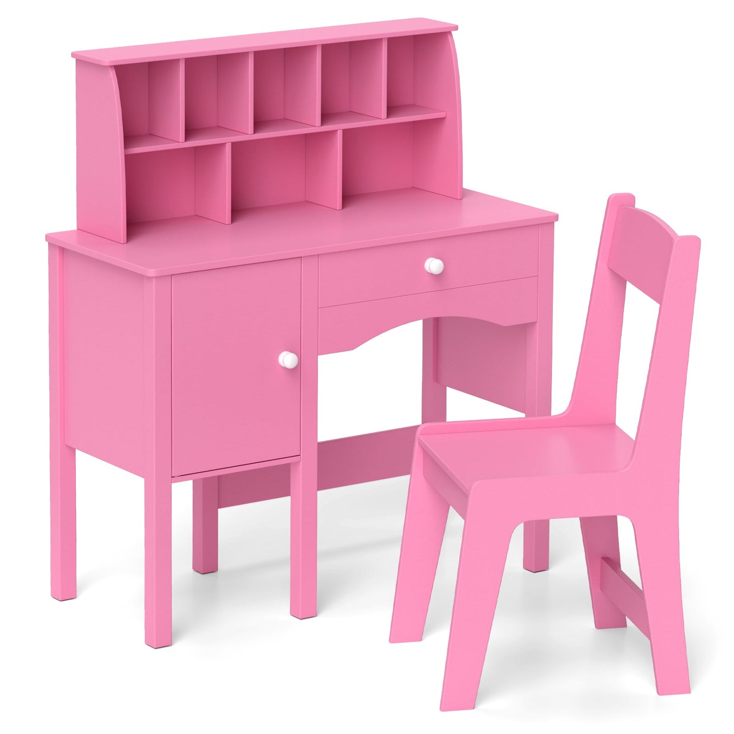 Ensemble Bureau et Chaise pour Enfants avec Rangement - Rose