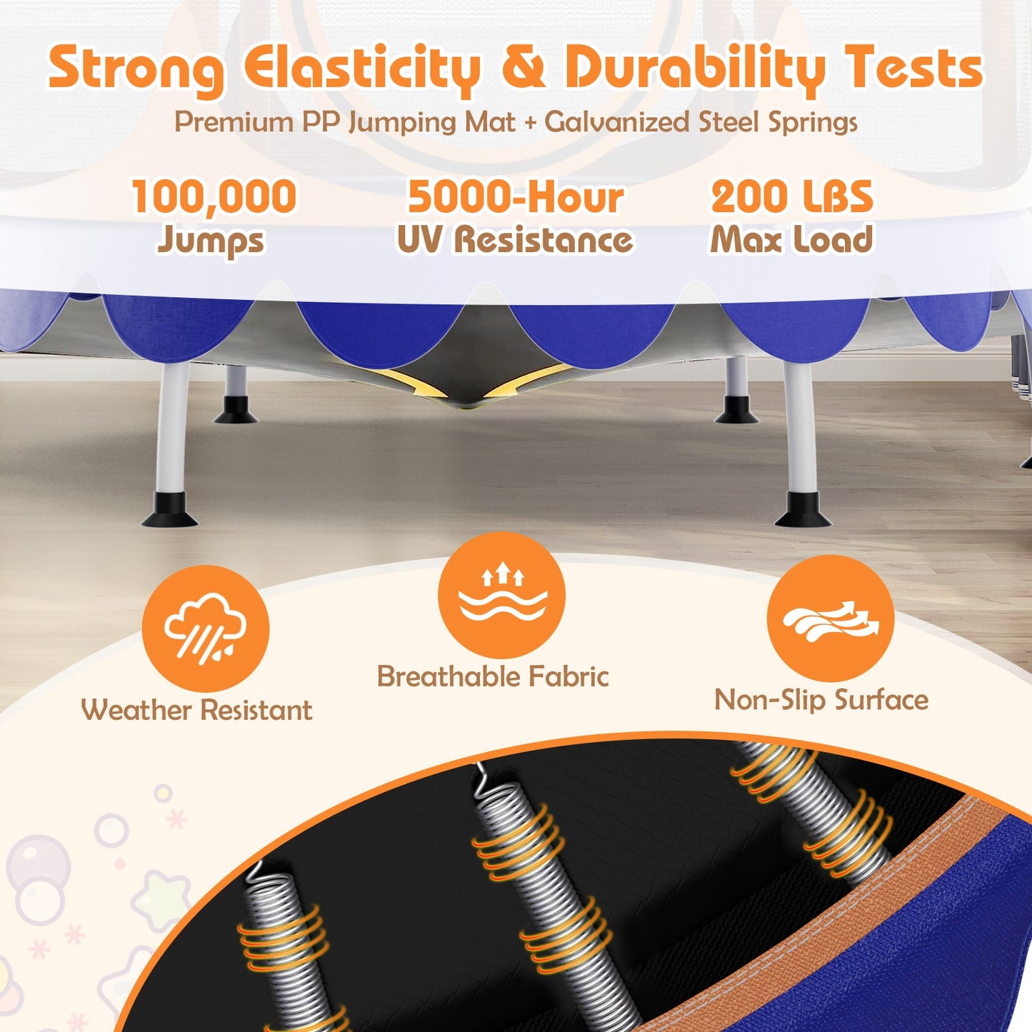 64 Inch Kids Trampoline with Canopy & Safety Net - Orange