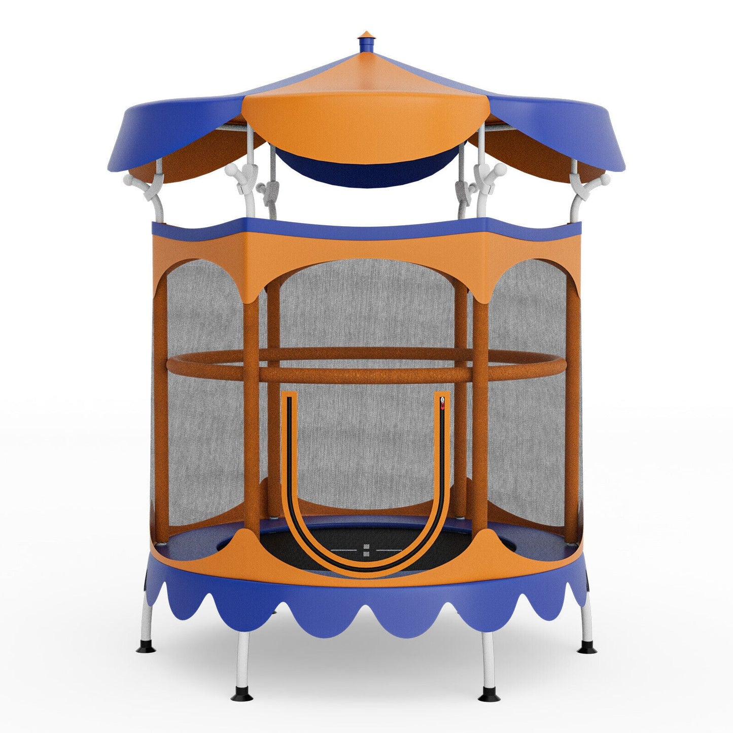64 Inch Kids Trampoline with Canopy & Safety Net - Orange