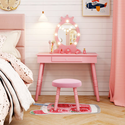 Kids Vanity Set with Lighted Mirror - Pink