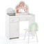 Conjunto de Mesa y Silla de Tocador para Niños con Espejo en Forma de Nube - Blanco