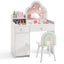 Conjunto de Mesa y Silla de Tocador para Niños con Espejo en Forma de Nube - Blanco