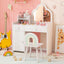 Conjunto de Mesa y Silla de Tocador para Niños con Espejo en Forma de Nube - Blanco
