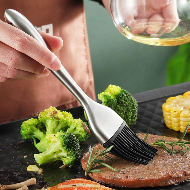 Pinceau à badigeonner en acier inoxydable premium pour BBQ et pâtisserie
