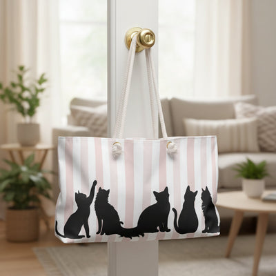 Kitties on Stripes Weekender Bag