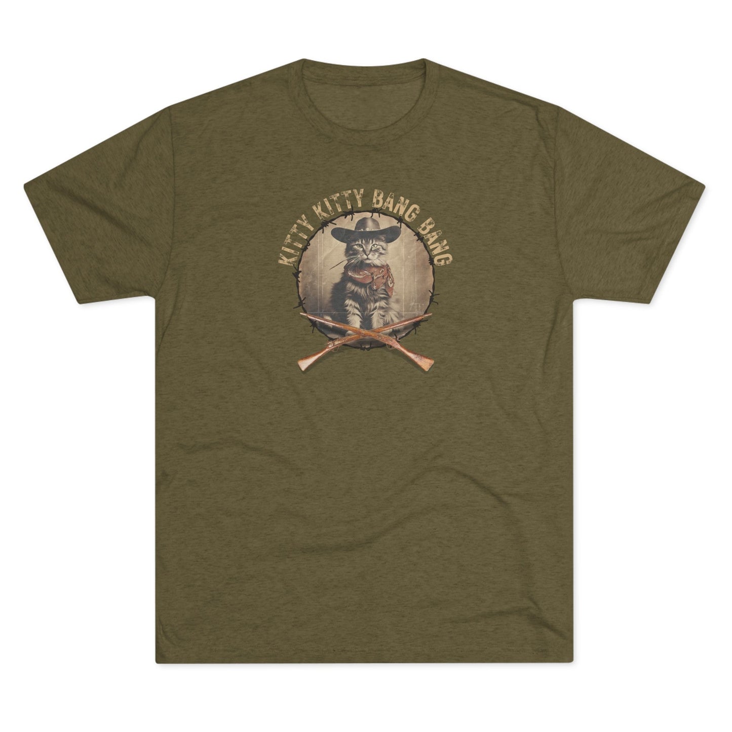 Kitty Kitty Bang Bang Unisex Tri-Blend Crew Tee