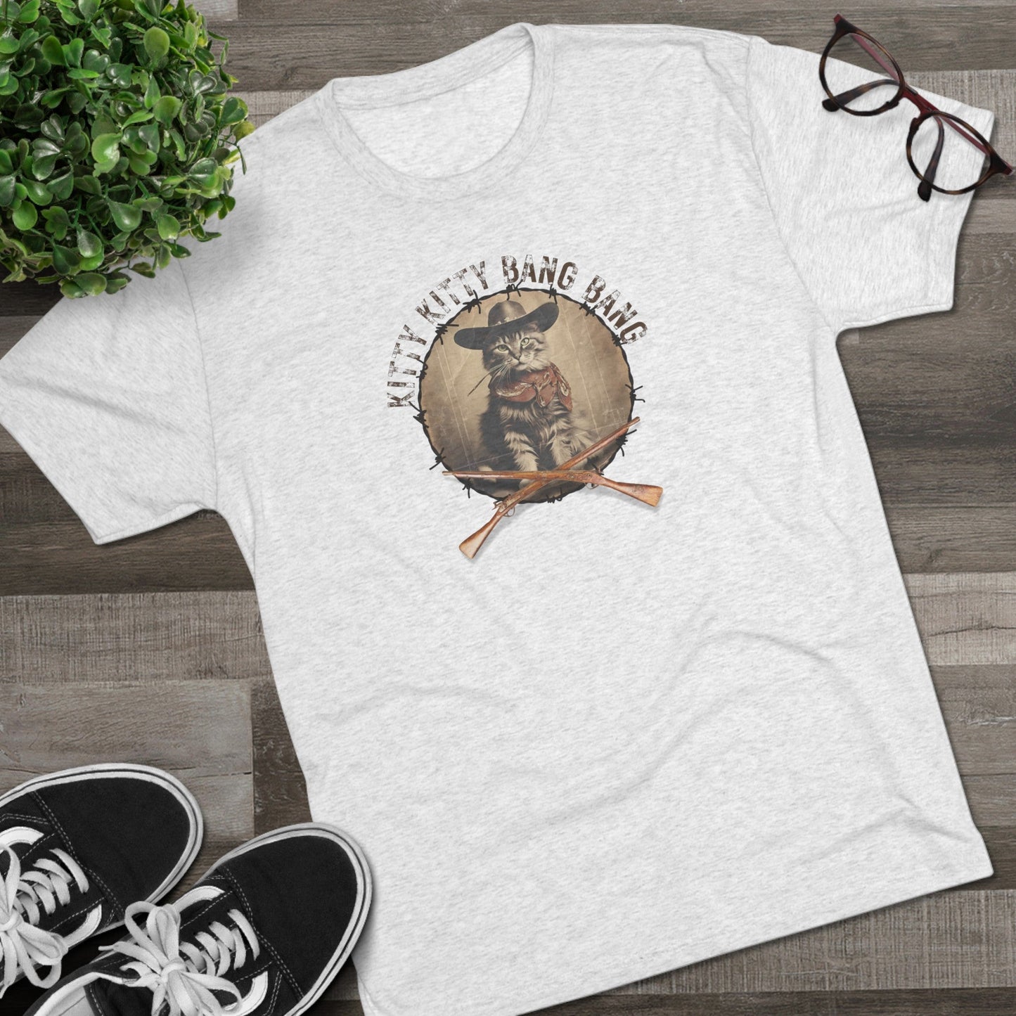 Kitty Kitty Bang Bang Unisex Tri-Blend Crew Tee