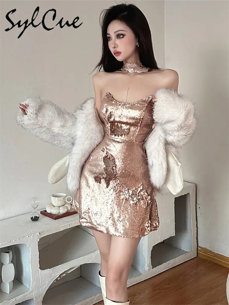 Elegant Vintage Short Halter Dress for Women