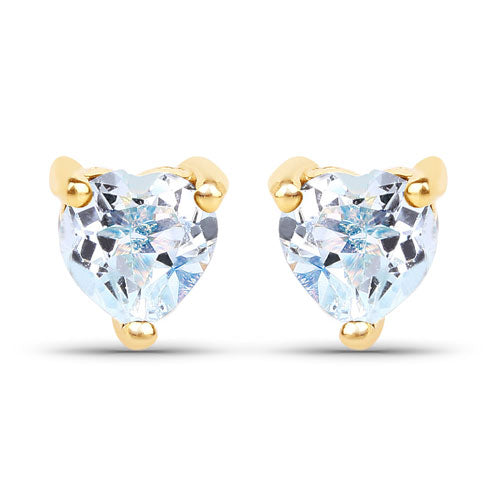 Pendientes de Topacio Azul Genuino de 0.70 Quilates en Oro Amarillo de 14K