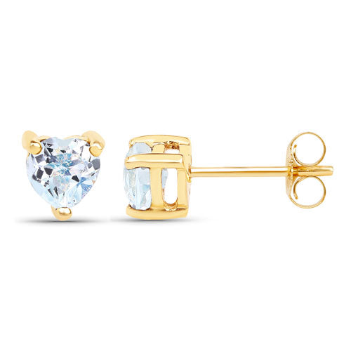 Pendientes de Topacio Azul Genuino de 0.70 Quilates en Oro Amarillo de 14K