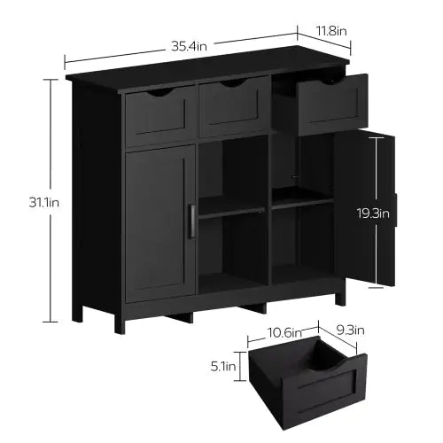 Elegant Wooden Storage Cabinet with Drawers and Shelves