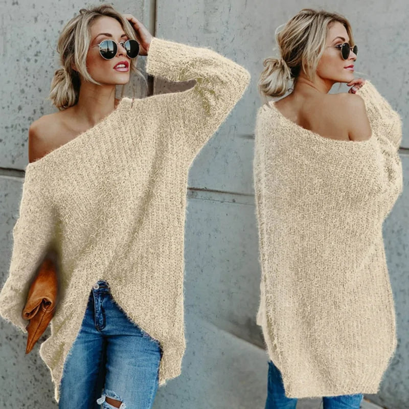 Suéter Chic de Un Hombro para Otoño e Invierno